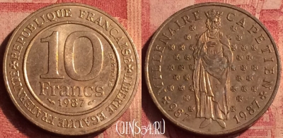 Франция 10 франков 1987 года, KM# 961d, 390o-025 ♛
