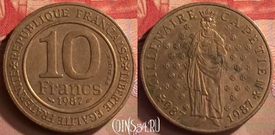 Франция 10 франков 1987 года, KM# 961d, 421-040