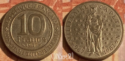 Франция 10 франков 1987 года, KM# 961d, 463q-102 ♛