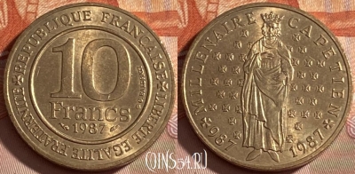 Франция 10 франков 1987 года, KM# 961d, 490р-039 ♛