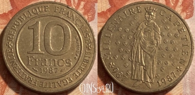 Франция 10 франков 1987 года, KM# 961d, 493р-048 ♛
