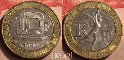 Франция 10 франков 1989 года, KM# 964, 423-052