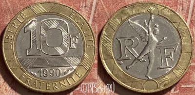 Франция 10 франков 1990 года, KM# 964, 066r-039
