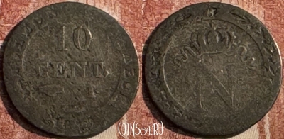 Франция 10 сантимов 1810 I, KM# 676, 128s-062 ♛
