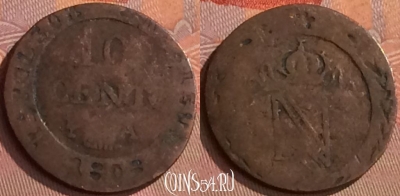 Франция 10 сантимов 1808 года, KM# 676, 284o-089
