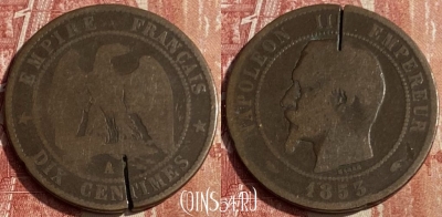 Франция 10 сантимов 1853 A, KM# 771, 172q-090 ♛