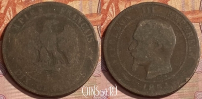 Франция 10 сантимов 1854 года, KM# 771, 364p-015 ♛