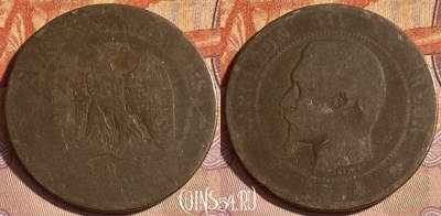 Франция 10 сантимов 1854 D, KM# 771, 332p-120 ♛