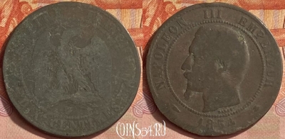Франция 10 сантимов 1854 года D, KM# 771, 418o-031