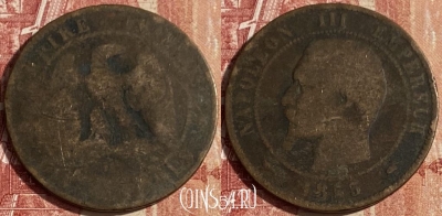 Франция 10 сантимов 1855 года, KM# 771, 443p-074 ♛