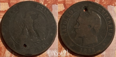 Франция 10 сантимов 1855 года, KM# 771, 492р-139