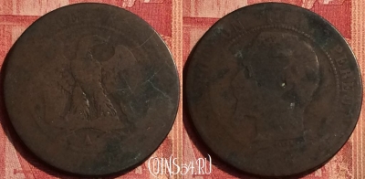 Франция 10 сантимов 1855 года A, KM# 771, 349o-116