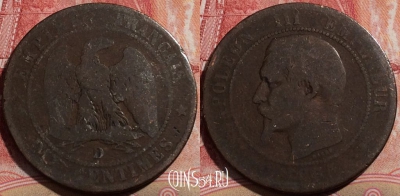 Франция 10 сантимов 1855 года D, KM# 771, 210-092
