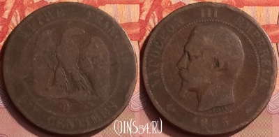 Франция 10 сантимов 1855 года D, KM# 771, 394o-105