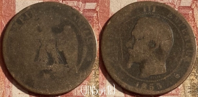 Франция 10 сантимов 1855 года MA, KM# 771, 237p-118