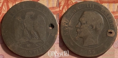 Франция 10 сантимов 1855 года MA, KM# 771, 417o-144