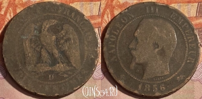 Франция 10 сантимов 1856 D, KM# 771, 331p-031 ♛