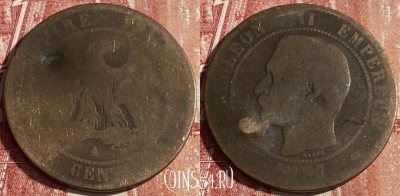 Франция 10 сантимов 1857 A, KM# 771, 429p-037 ♛