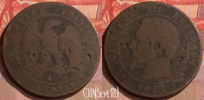 Франция 10 сантимов 1857 года A, KM# 771, 444-127