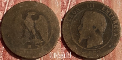 Франция 10 сантимов 1857 MA, KM# 771, 436p-086 ♛