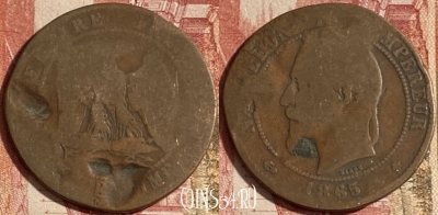 Франция 10 сантимов 1865 года, KM# 798, 226p-131 ♛