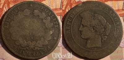 Франция 10 сантимов 1870-1898 года, KM# 815, 243s-070