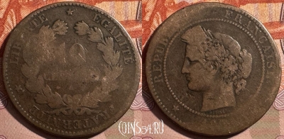 Франция 10 сантимов 1870-1898 года, KM# 815, 410s-045