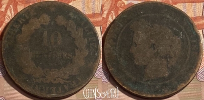 Франция 10 сантимов 1870-1898 года, KM# 815, 497р-027 ♛
