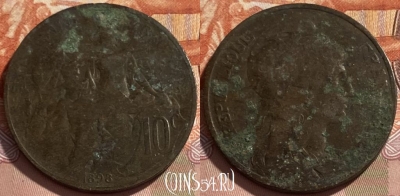 Франция 10 сантимов 1898 года, KM# 843, 495р-009 ♛