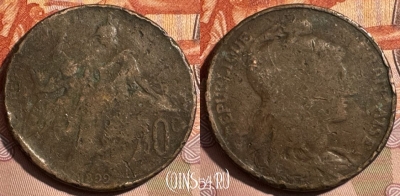 Франция 10 сантимов 1899 года, KM# 843, 402s-093 ♛