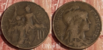 Франция 10 сантимов 1902 года, KM# 843, 428p-098 ♛