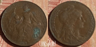 Франция 10 сантимов 1912 года, KM# 843, 170p-112 ♛