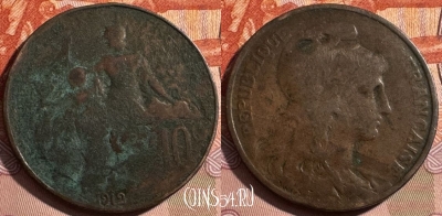 Франция 10 сантимов 1912 года, KM# 843, 410s-088 ♛