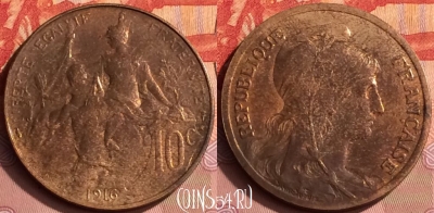 Франция 10 сантимов 1916 года, KM# 843, 392o-123 ♛