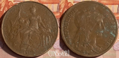 Франция 10 сантимов 1917 года, KM# 843, 303p-127 ♛