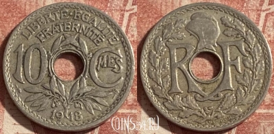 Франция 10 сантимов 1918 года, KM# 866a, 289p-132 ♛