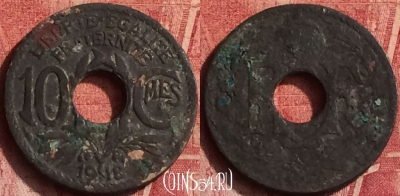 Франция 10 сантимов 1918 года, KM# 866a, 370o-022