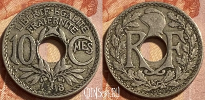 Франция 10 сантимов 1918 года, KM# 866a, 493р-003 ♛