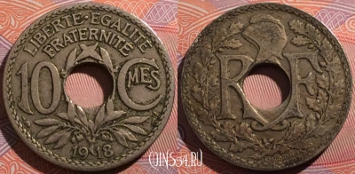 Франция 10 сантимов 1918 года, KM# 866a, a148-134