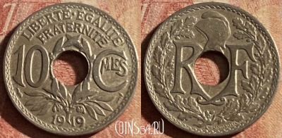 Франция 10 сантимов 1919 года, KM# 866a, 154p-136