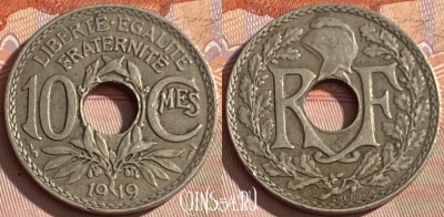 Франция 10 сантимов 1919 года, KM# 866a, 347p-022 ♛