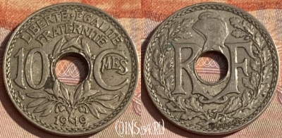 Франция 10 сантимов 1919 года, KM# 866a, 398p-070 ♛