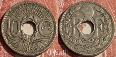 Франция 10 сантимов 1920 года, KM# 866a, 131q-017 ♛