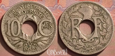 Франция 10 сантимов 1921 года, KM# 866a, 128l-124