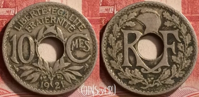 Франция 10 сантимов 1921 года, KM# 866a, 274m-087