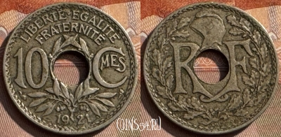 Франция 10 сантимов 1921 года, KM# 866a, 311s-063 ♛