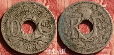 Франция 10 сантимов 1921 года, KM# 866a, 350o-135