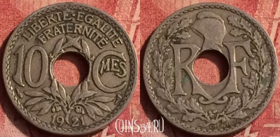 Франция 10 сантимов 1921 года, KM# 866a, 368o-080