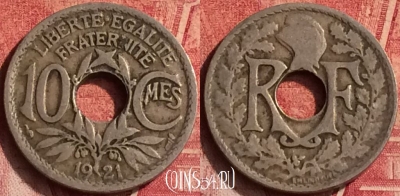 Франция 10 сантимов 1921 года, KM# 866a, 368o-084