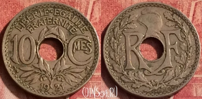 Франция 10 сантимов 1921 года, KM# 866a, 372o-071